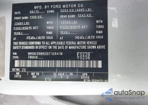 2013 Ford Transit Connect Xlt z USA, uszkodzony, nr VIN NM0KS9BN3DT126418